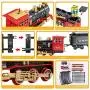 Temi Train Sets w/ Steam Locomotive Engine, Cargo Car and Tracks, Battery Operated Play Set Toy w/ Smoke, Light & Sounds, Perfect for Kids, Boys & Girls, Red