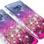 Compatible for Samsung Galaxy Note 9 Case, with [Temper Glass Screen Protector] SOGA Diamond Glitter Liquid Quicksand Cover Cute Girl Women Phone Case [Clear/Pink]