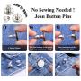 8 Sets Button Pins for Jeans, Replacement Jean Buttons Snaps No-Sew Jean Buttons Bits, Instant Button Adjustable Metal Button Pants Button Craft DIY Fasteners 1 inch Jean Pins for Pants Waist(Silver)