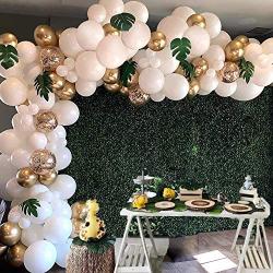OMIA White Balloons Garland Kit - 104pcs 12Inch White Balloons & Gold Confetti Balloons Garland Arch Kits for Party Decoration - Wedding Birthday Baby Shower Graduation
