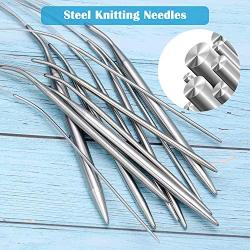 12 Pieces Stainless Steel Circular Knitting Needles Set 32 Inch Crochet Needles Yarn Needles for Any Weave Yarn Projects, 12 Sizes