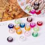 PH Pandahall 100pcs 14mm Glass European Beads with Plating Silver Double Cores Mixed Color Faceted Rondelle Beads Large Hole Beads for Jewelry Making, Hole: 5.5mm