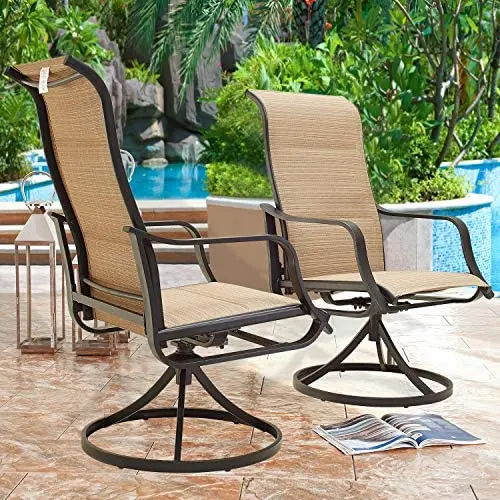 Top Space Patio Dining Chairs Textilene High Back Outdoor Swivel Rocker Set with All Weather Frame (Beige,Set of 2) Top Space Patio Dining Chairs Textilene High Back Outdoor Swivel Rocker Set with All Weather Frame (Beige,Set of 2)