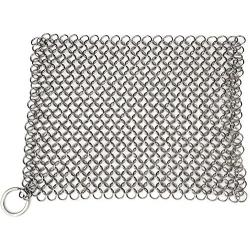 Amagabeli 8''x6'' Stainless Steel Cast Iron Cleaner 316 Chainmail Scrubber for Cast Iron Pan Pre-Seasoned Pan Dutch Ovens Waffle Iron Pans Scraper Cast Iron Grill Scraper Skillet Scraper