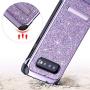 UARMOR Case for Galaxy S10, Galaxy S10 Glitter Case, Samsung S10 Case, Luxury Glitter Bling Shockproof Kickstand Hybrid Sparkly Shiny PU Leather Hard Cover Case for Samsung Galaxy S10, Purple
