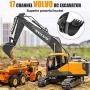 VOLVO RC Excavator Remote Control Excavator 17 Channel 1/16 Scale Digger with 2 Batteries Remote Controlled Construction Car Truck 2.4Ghz Tractor Vehicles Toy with Lights and Sounds for Kids