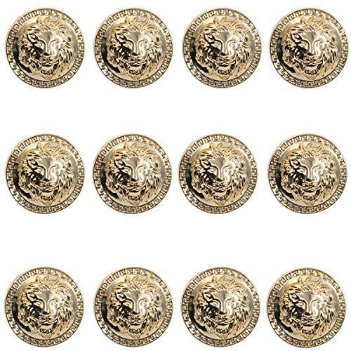 12 Pieces Vintage Antique Metal Blazer Button Set - 3D Lion Head - for Blazer, Suits, Sport Coat, Uniform, Jacket (Gold 23mm)