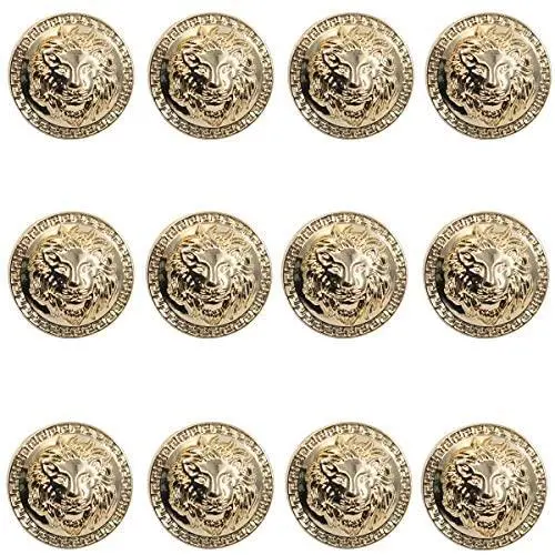12 Pieces Vintage Antique Metal Blazer Button Set - 3D Lion Head - for Blazer, Suits, Sport Coat, Uniform, Jacket (Gold 23mm)