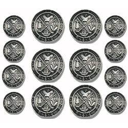 Antiqued Silver- Golf Kings Crest~ Metal Blazer Button Set- 14 Piece Set For Double Breasted Blazers