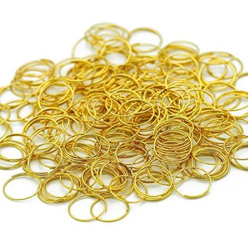 H&D 500pcs Round Edged Split Circular Ring Clips for Crystal Lamps, Crystal Curtain, Crystal Garland, Necklaces, Keys, Earrings, Jewelry Making and Craft Ideas (11mm, Golden)