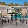 VINGLI Outdoor Bar Table Bistro Table Metal Frame Patio Bar Table, Tempered Glass Table Top All Weather Outdoor Bar Height (Black)