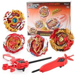 RGoal Bey Battle Burst Gyro Attack Blades Metal Fusion Evolution Combination with Starter Battle Arena, Launchers & Includes 4 Battling Metal Gyro Blades(4in1)