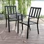 PHI VILLA 3 Piece Outdoor Patio Bistro Dining Set, Slatted Metal Round Table & 2 Patio Chairs, Outdoor Furniture Set for Porch, Deck
