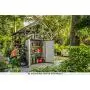 Keter Premier Tall Resin Outdoor Storage Shed with Shelving Brackets for Patio Furniture, Pool Accessories, and Bikes, Grey & Black Keter Premier Tall Resin Outdoor Storage Shed with Shelving Brackets for Patio Furniture, Pool Accessories, and Bikes, Grey & Black