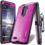 COVRWARE [Iron Tank] case Compatible with ZTE ZMAX PRO/ZTE Carry, with Built-in [Screen Protector] Full-Body Rugged Holster Armor Case [Brushed Metal Texture Design][Belt Clip][Kickstand], Magenta