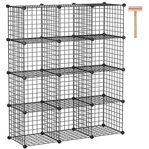 C&AHOME Wire Cube Storage Organizer, 12-Cube Metal Grid Storage, Storage Bins Shelving, Modular Bookshelf Shelves, DIY Closet Cabinet Ideal for Living Room,Office 36.6”L x 12.4”W x 48.4”H Black