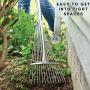 RKY Metal Telescopic Rake - Garden Leaf Rake with Adjustable Folding Head - Retractable Garden Leaves Rake Clean for Eazy & Quick Up of Lawn and Yard