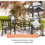 LOKATSE HOME 5 Piece Patio Dining Metal Outdoor Armrest Chairs and 37'' Larger Square Table Set Umbrella Hole 1.57'', Black