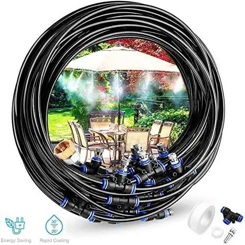 Gesentur Misting Cooling System - 26.2ft (8M) Misting Line + 9 Metal Mist Nozzles + a Brass Adapter (3/4) for Outdoor Patio Garden Home Irrigation Trampoline Gesentur Misting Cooling System - 26.2ft (8M) Misting Line + 9 Metal Mist Nozzles + a Brass Adapter (3/4) for Outdoor Patio Garden Home Irrigation Trampoline