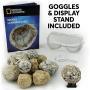 NATIONAL GEOGRAPHIC Break Open 10 Premium Geodes – Includes Goggles, Detailed Learning Guide & 2 Display Stands - Great STEM Science Gift for Mineralogy & Geology Enthusiasts of Any Age