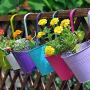 6.1'' x 4.5'' x 5.7'' Large 3 PCS Iron Hanging Flower Pots Balcony Garden Plant Planter, Wall Hanging Metal Bucket Flower Holders