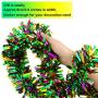 Mardi Gras Tinsel Garland Metallic Festooning Garland Glitter Mixed Color Garland Hanging Fringe Garland for Mardi Gras Party Decorations, 16.5 Feet Each (2 Pieces)