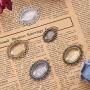 PH PandaHall 2 Sizes 3 Color Flat Oval Trays (45 Pcs) with Glass Cabochon Dome Tiles Clear Cameo (45 Pcs), Total 90 Pieces (45 Sets) for Crafting DIY Jewelry Making