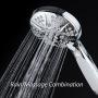 NOTILUS Giant High-Pressure 6-setting Luxury Rain/Handheld Shower Head - Anti-Slip Grip, Metal Fittings, Anti-Clog Jets, Heavy-Duty Stainless Steel Hose - All-Chrome Finish