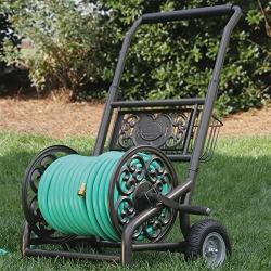 Liberty Garden 301 Never Flat 2-Wheel Decorative Garden Hose Reel Cart, Holds-200-Feet of 5/8-Inch Hose - Bronze