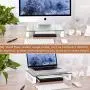 Clear Computer Monitor Stand Riser Multi Media Desktop Stand for Flat Screen LCD LED TV, Laptop/Notebook/Xbox One, with Tempered Glass and Metal Legs, HD02T-001 Clear Computer Monitor Stand Riser Multi Media Desktop Stand for Flat Screen LCD LED TV, Laptop/Notebook/Xbox One, with Tempered Glass and Metal Legs, HD02T-001