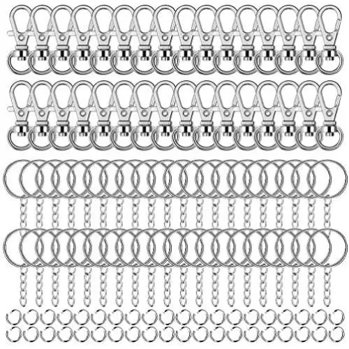 Roctee 195 Piece Silvery Swivel Snap Hooks and O Key Rings with Open Jump Ring, Metal Lobster Claw Clasp Key Chain Parts for Craft DIY Accessory Roctee 195 Piece Silvery Swivel Snap Hooks and O Key Rings with Open Jump Ring, Metal Lobster Claw Clasp Key Chain Parts for Craft DIY Accessory