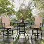 VINGLI Outdoor Bar Table Bistro Table Metal Frame Patio Bar Table, Tempered Glass Table Top All Weather Outdoor Bar Height (Black)