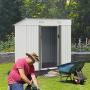 SUNCROWN Outdoor Garden Storage Shed 4X6 FT Yard Storage Tool with Sliding Door for Backyard (White)