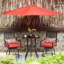 Patio Bar Table Outdoor Metal Bar Height Bistro Table with Umbrella Hole