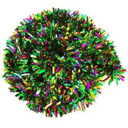 Mardi Gras Tinsel Garland Metallic Festooning Garland Glitter Mixed Color Garland Hanging Fringe Garland for Mardi Gras Party Decorations, 16.5 Feet Each (2 Pieces)