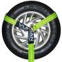 VULCAN Car Tie Down with Chain Anchors - Lasso Style - 2 Inch x 96 Inch, 4 Pack - High-Viz - 3,300 Pound Safe Working Load