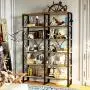 IRONCK Industrial Bookshelf Double Wide 6-Tier, Open Large Bookcase, Wood and Metal Bookshelves for Home Office, Easy Assembly