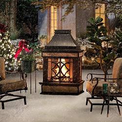 Sunjoy Heirloom Slate Wood Burning Fireplace, Black