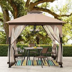 Sunjoy Shelby 9.5x9.5 ft. 2-Tone Steel Gazebo, Tan and Brown