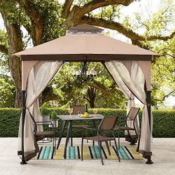 Sunjoy Shelby 9.5x9.5 ft. 2-Tone Steel Gazebo, Tan and Brown