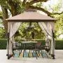 Sunjoy Shelby 9.5x9.5 ft. 2-Tone Steel Gazebo, Tan and Brown