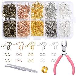 PP OPOUNT 1128 Pieces Earring Making Supplies Kit with Earring Hooks, Jump Rings, Pliers, Tweezers, Jump Ring Opener for Earrings Making and Repairring (Assorted Colors)