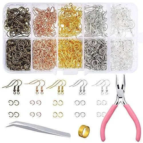 PP OPOUNT 1128 Pieces Earring Making Supplies Kit with Earring Hooks, Jump Rings, Pliers, Tweezers, Jump Ring Opener for Earrings Making and Repairring (Assorted Colors) PP OPOUNT 1128 Pieces Earring Making Supplies Kit with Earring Hooks, Jump Rings, Pliers, Tweezers, Jump Ring Opener for Earrings Making and Repairring (Assorted Colors)