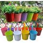 Hanging Flower Pots (10pcs), Balcony Garden Plant Planter Metal Iron Mini Flower Seedlings Brigade Fence Bucket Pots Hanger Planter for Home Decor