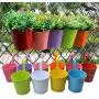 Hanging Flower Pots (10pcs), Balcony Garden Plant Planter Metal Iron Mini Flower Seedlings Brigade Fence Bucket Pots Hanger Planter for Home Decor Hanging Flower Pots (10pcs), Balcony Garden Plant Planter Metal Iron Mini Flower Seedlings Brigade Fence Bucket Pots Hanger Planter for Home Decor