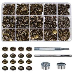 INNETOC 100 Sets - 12mm(1/2'') Metal Line 24 Gunmetal Black Plated Steel Snaps Fastener Leather Rapid Rivet Button Sewing with Seting Tool (12mm, Bronze)