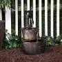 Alpine Corporation TIZ194BZ Alpine 2-Tier Rustic Pump Barrel Waterfall for Garden, Patio, Deck, Porch-Yard Art Decor Outdoor Water Fountain, Gray