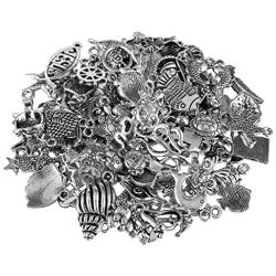 CCINEE Wholesale 100 Pieces Assorted Antique Charms Ocean Themed Sliver Pendants for Jewelry Making and Craft Making