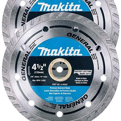 Makita 2 Pack - 4.5” Turbo Diamond Blades For Grinders & Circular Saws - Ultra-Fast Cutting For Concrete, Masonry & Brick - 5/8”, 20mm & 7/8” Arbors