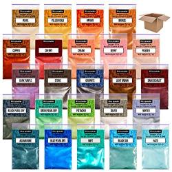 Epoxy Resin Dye – Mica Powder – 24 Powdered Pigments Set – Soap Dye – Hand Soap Making Supplies – Eyeshadow and Lips Makeup Dye – Slime Pigment